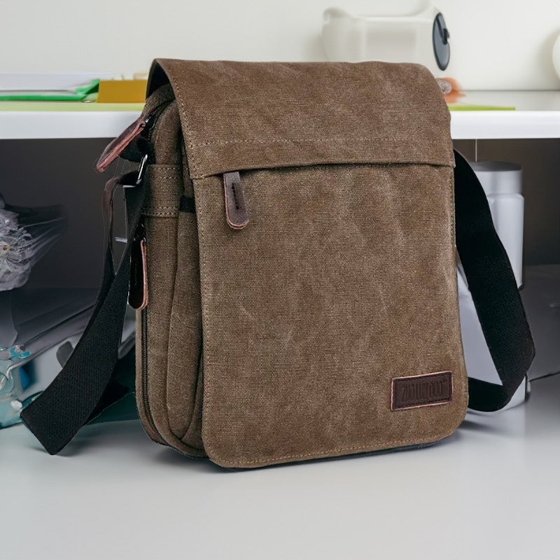 OSKA Men's Casual Canvas Shoulder Bag Coffee - Makeup Warehouse Australia 
