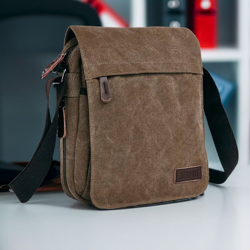 OSKA Men's Casual Canvas Shoulder Bag Coffee - Makeup Warehouse Australia 