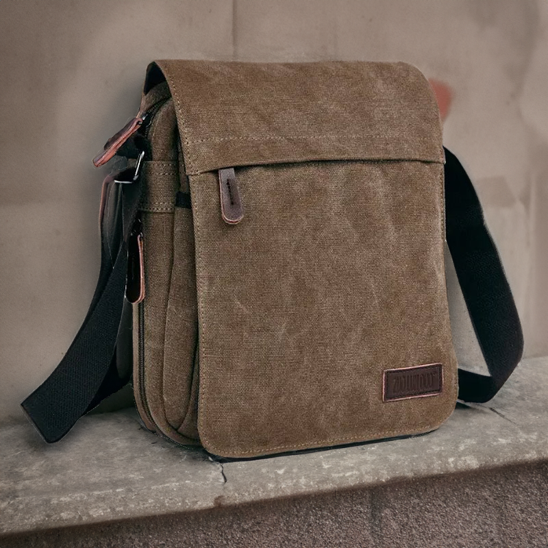 OSKA Men's Casual Canvas Shoulder Bag Coffee - Makeup Warehouse Australia 