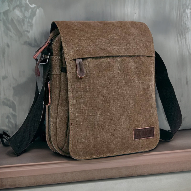 OSKA Men's Casual Canvas Shoulder Bag Coffee - Makeup Warehouse Australia 