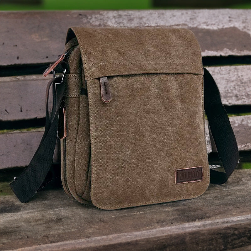 OSKA Men's Casual Canvas Shoulder Bag Coffee - Makeup Warehouse Australia 