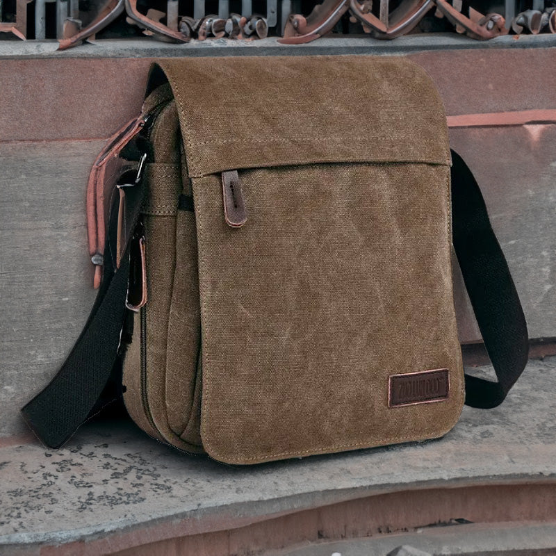 OSKA Men's Casual Canvas Shoulder Bag Coffee - Makeup Warehouse Australia 