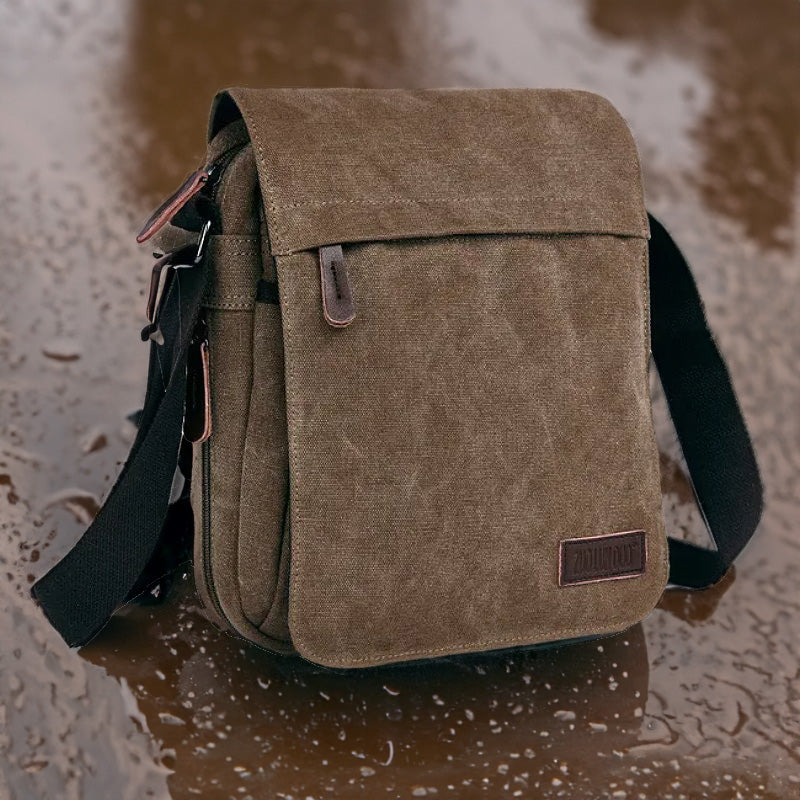 OSKA Men's Casual Canvas Shoulder Bag Coffee - Makeup Warehouse Australia 