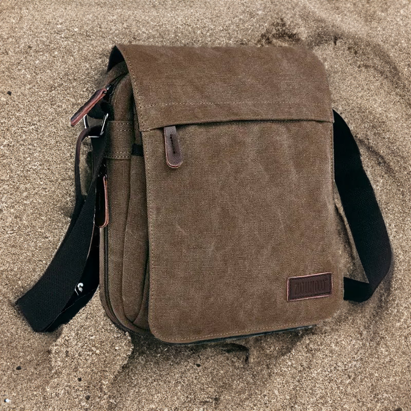 OSKA Men's Casual Canvas Shoulder Bag Coffee - Makeup Warehouse Australia 