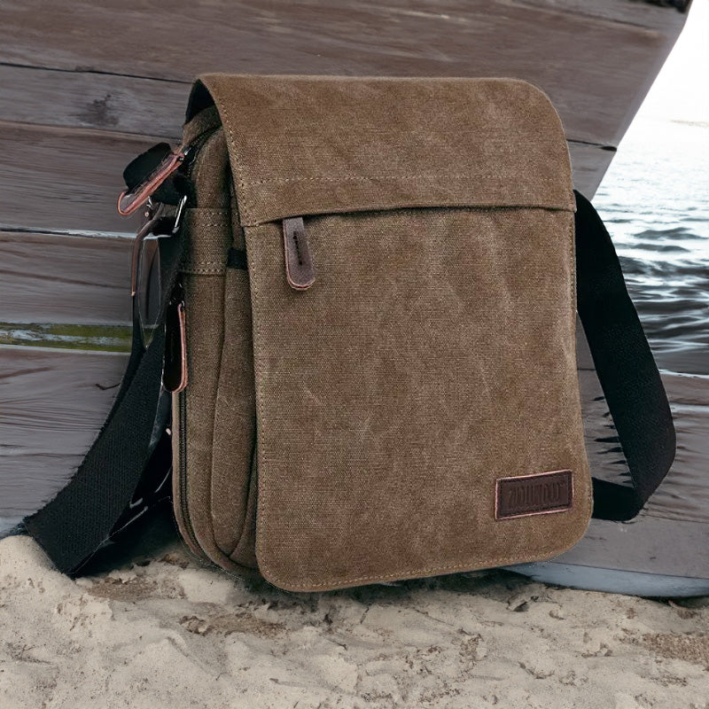 OSKA Men's Casual Canvas Shoulder Bag Coffee - Makeup Warehouse Australia 