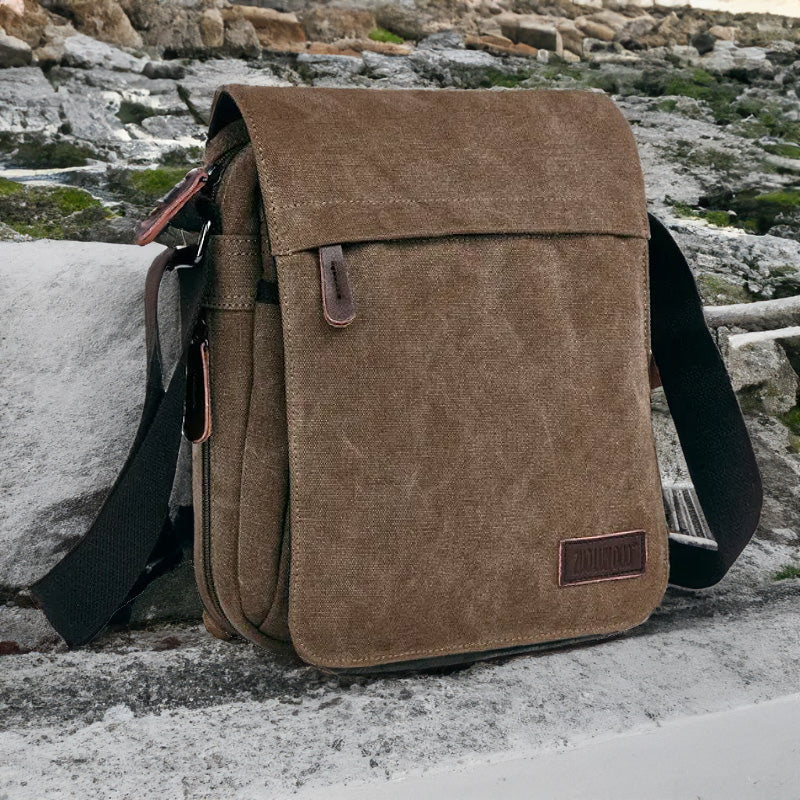 OSKA Men's Casual Canvas Shoulder Bag Coffee - Makeup Warehouse Australia 