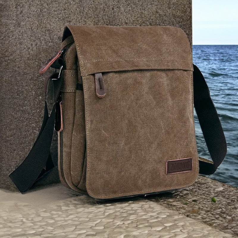 OSKA Men's Casual Canvas Shoulder Bag Coffee - Makeup Warehouse Australia 