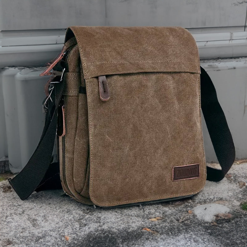 OSKA Men's Casual Canvas Shoulder Bag Coffee - Makeup Warehouse Australia 