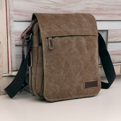 OSKA Men's Casual Canvas Shoulder Bag Coffee - Makeup Warehouse Australia 