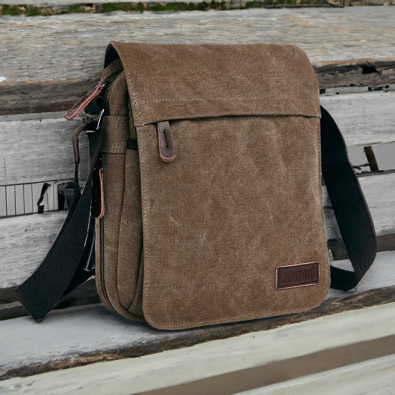 OSKA Men's Casual Canvas Shoulder Bag Coffee - Makeup Warehouse Australia 