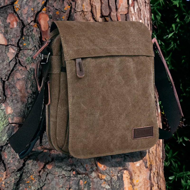 OSKA Men's Casual Canvas Shoulder Bag Coffee - Makeup Warehouse Australia 