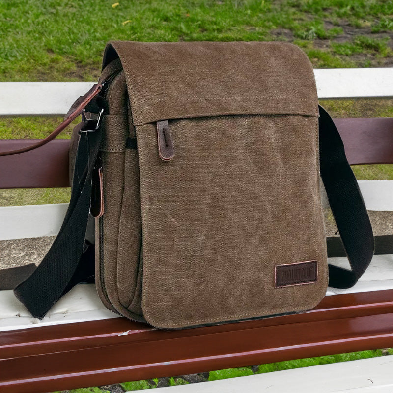 OSKA Men's Casual Canvas Shoulder Bag Coffee - Makeup Warehouse Australia 