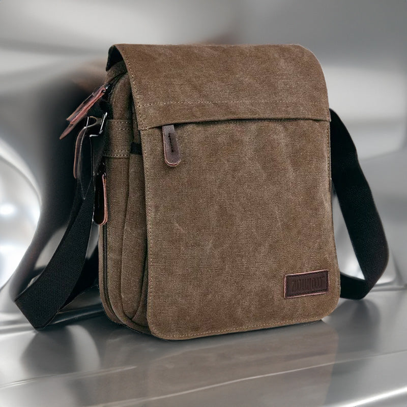 OSKA Men's Casual Canvas Shoulder Bag Coffee - Makeup Warehouse Australia 