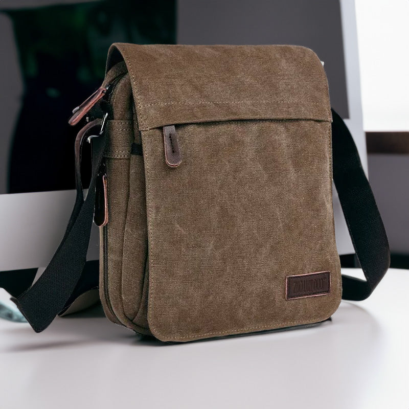 OSKA Men's Casual Canvas Shoulder Bag Coffee - Makeup Warehouse Australia 