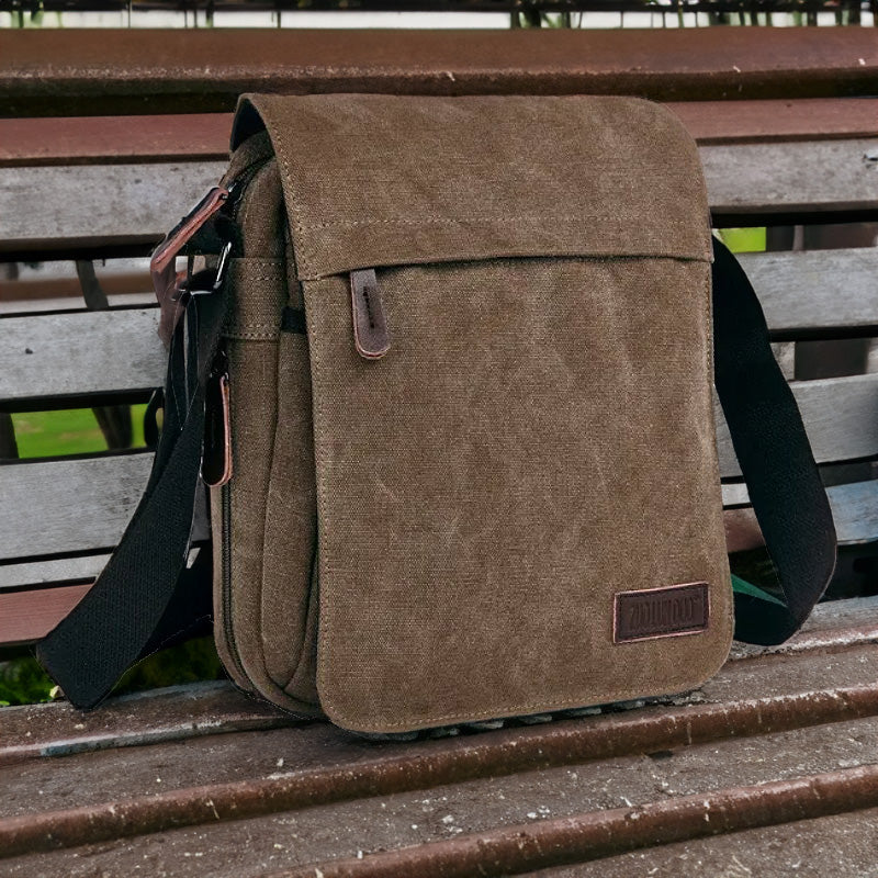OSKA Men's Casual Canvas Shoulder Bag Coffee - Makeup Warehouse Australia 