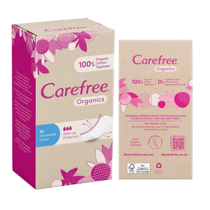 5x Carefree Organic Liner Original Unscented 30pk