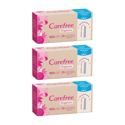 3x Carefree Organic Tampon Regular 16pk