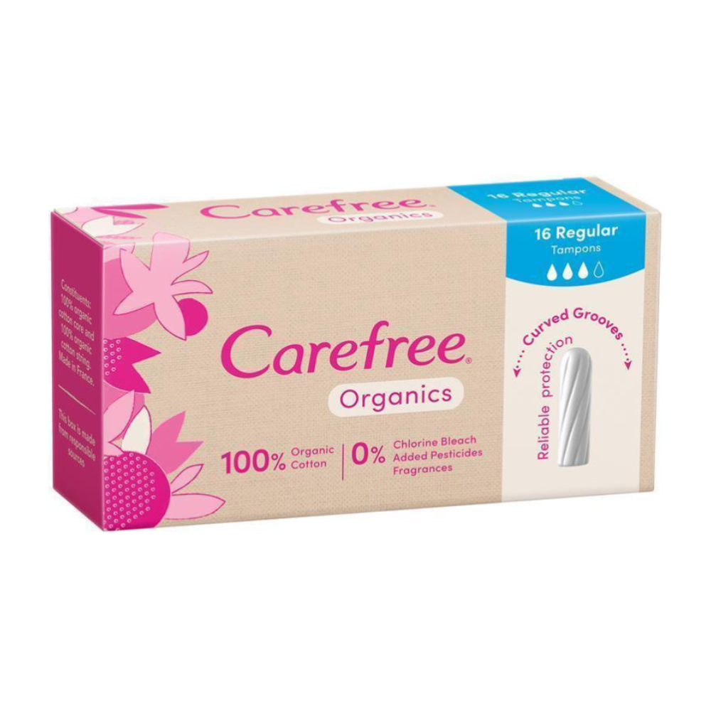 3x Carefree Organic Tampon Regular 16pk