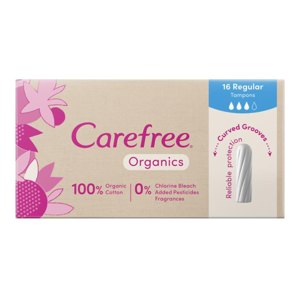 6x Carefree Organic Tampon Regular 16pk