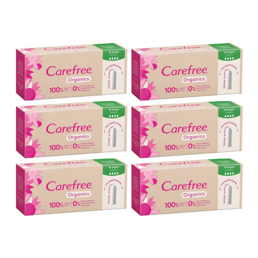 6x Carefree Organic Tampon Super 16pk