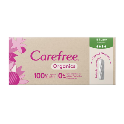 3x Carefree Organic Tampon Super 16pk