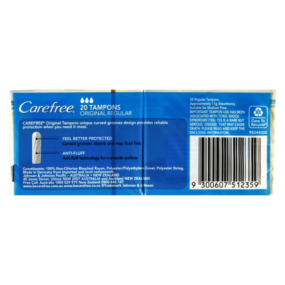 Carefree Original Tampons Regular 20 pack - Makeup Warehouse Australia Shop OnlineCarefree Original Tampons Regular 20 pack - Makeup Warehouse Australia Shop Online