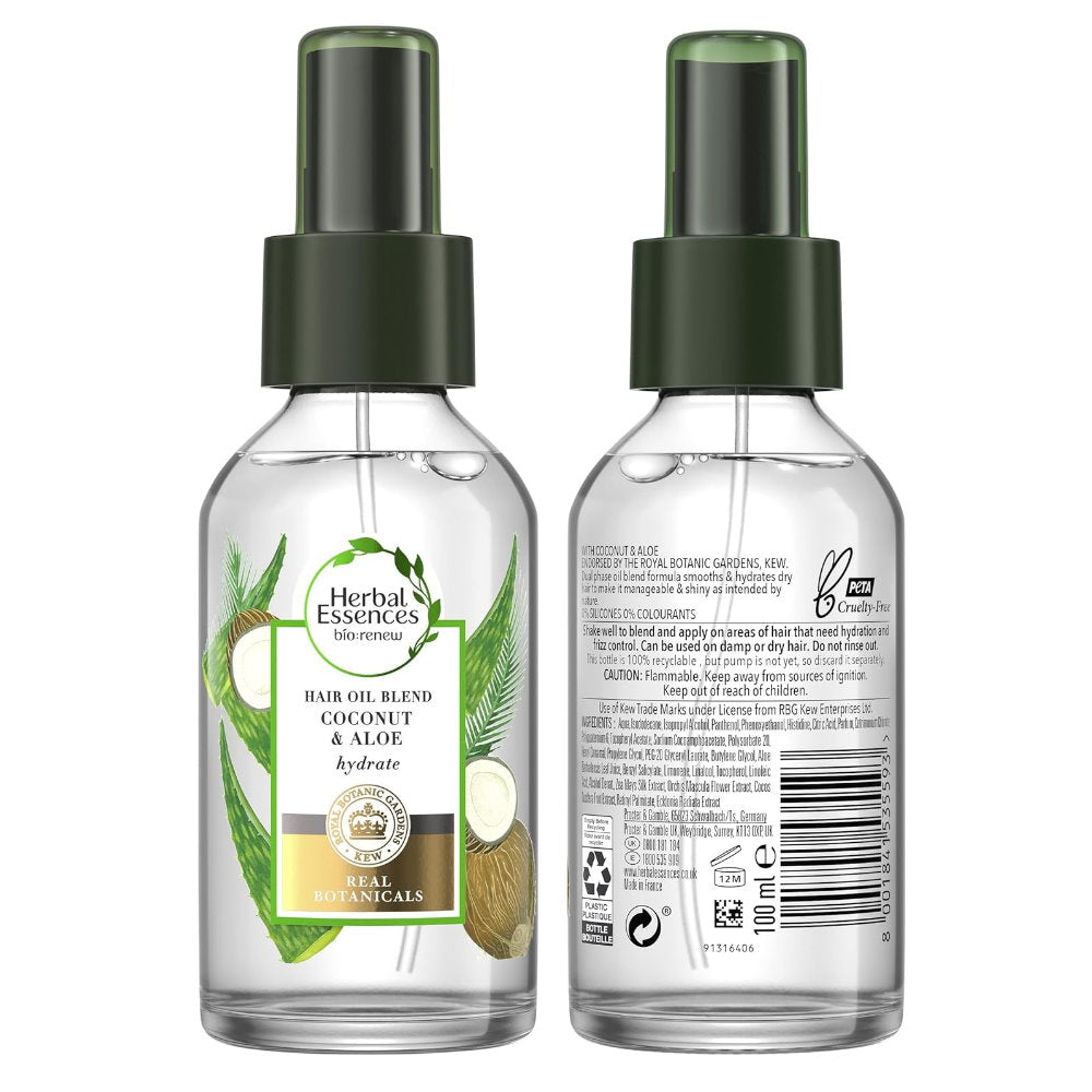 Buy 6x Herbal Essences Hair Oil Blend Coconut & Aloe Hydrate 100ml - Makeup Warehouse Australia