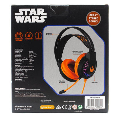 2x Disney Star Wars Gaming Headset with Microphone Black Orange