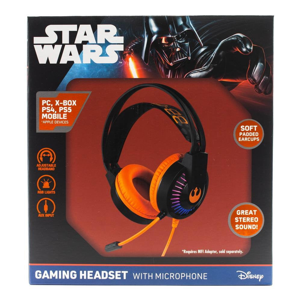2x Disney Star Wars Gaming Headset with Microphone Black Orange