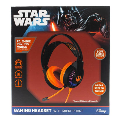 2x Disney Star Wars Gaming Headset with Microphone Black Orange
