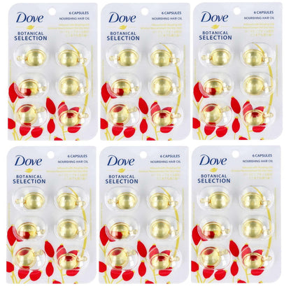 6x Dove Botanical Selection Nourishing Hair Oil Infused With Rosehip Oil 6 Capsules x 1ml