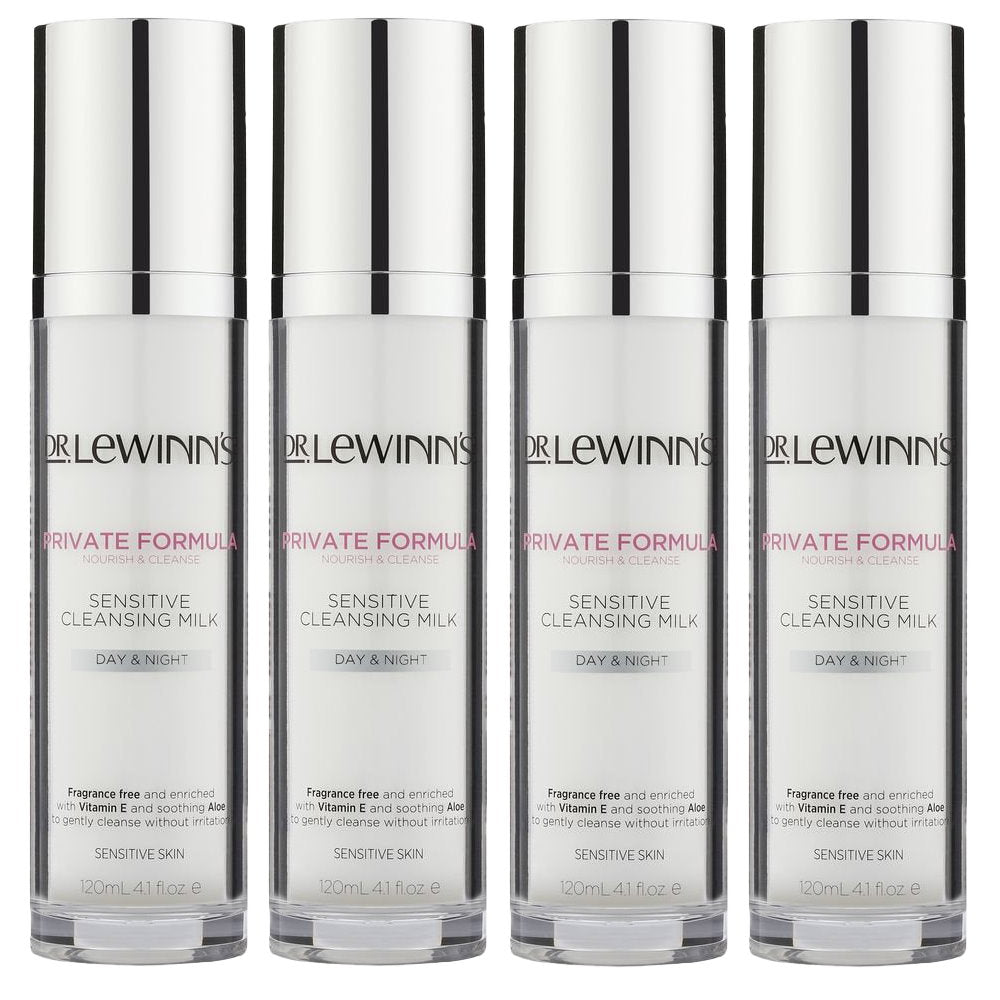 4x Dr. Lewinn's Day and Night Sensitive Cleansing Milk 120ml