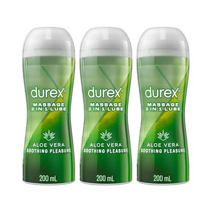 3x Durex 2 in 1 Aloe Vera Soothing Pleasure Lubricant 200ml