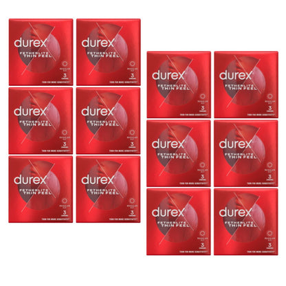12x Durex Thin Feel Regular Fit Lubricated Condoms Pack of 3