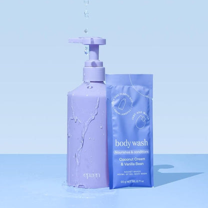 3x Epzen Body Wash Starter Pack Aluminium Bottle + 1 Refill Coconut Cream and Vanilla Bean