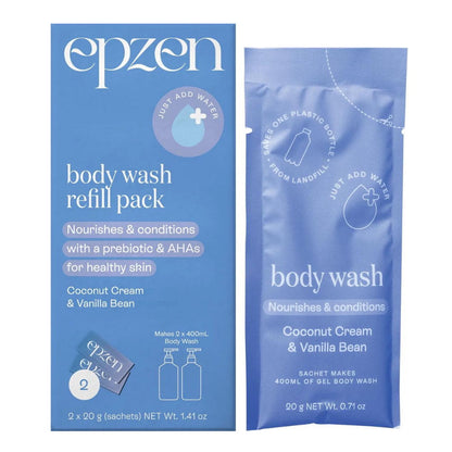 Epzen Body Wash Refill Pack Coconut Cream and Vanilla Bean 2 refills 2 x 20g sachets