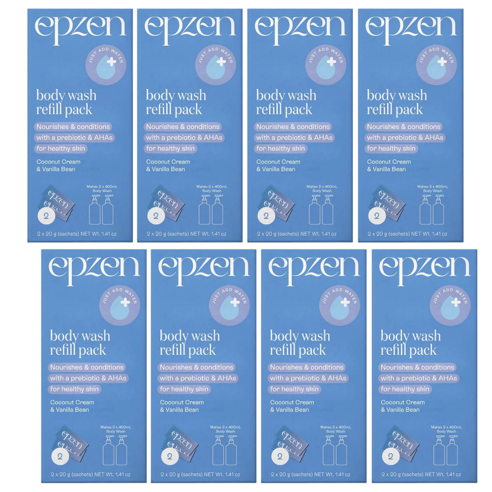 8x Epzen Body Wash Refill Pack Coconut Cream and Vanilla Bean 2 refills 2 x 20g sachets