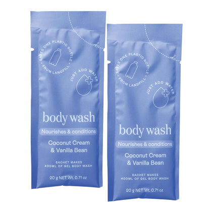 8x Epzen Body Wash Refill Pack Coconut Cream and Vanilla Bean 2 refills 2 x 20g sachets