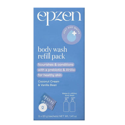 8x Epzen Body Wash Refill Pack Coconut Cream and Vanilla Bean 2 refills 2 x 20g sachets