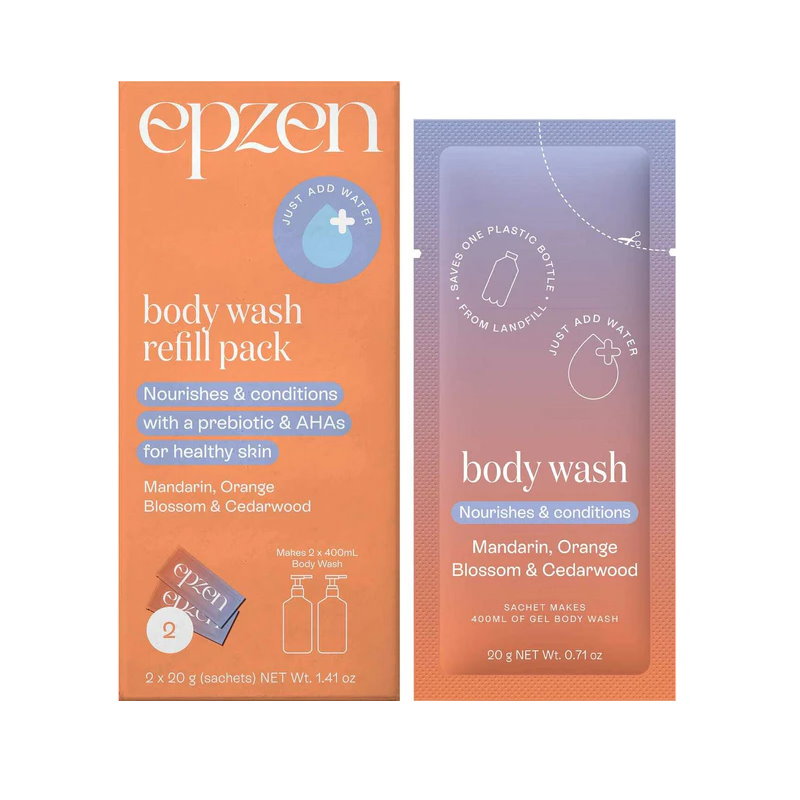12x Epzen Body Wash Refill Pack Mandarin, Orange Blossom and Cedarwood 2 refills  2 x 20g sachets