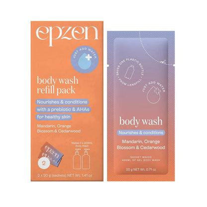 12x Epzen Body Wash Refill Pack Mandarin, Orange Blossom and Cedarwood 2 refills  2 x 20g sachets