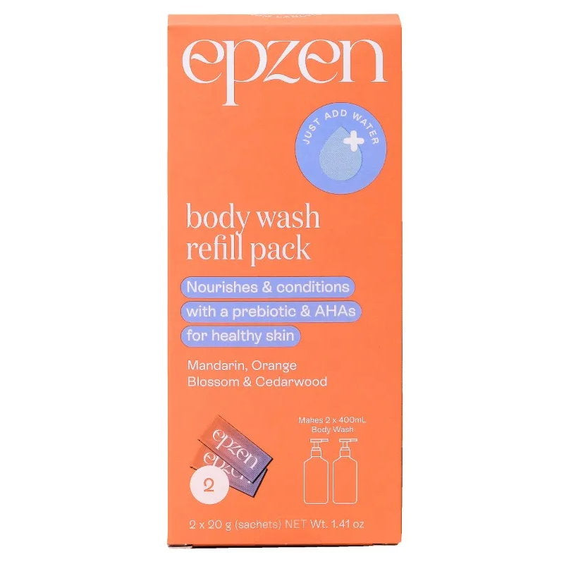 12x Epzen Body Wash Refill Pack Mandarin, Orange Blossom and Cedarwood 2 refills  2 x 20g sachets