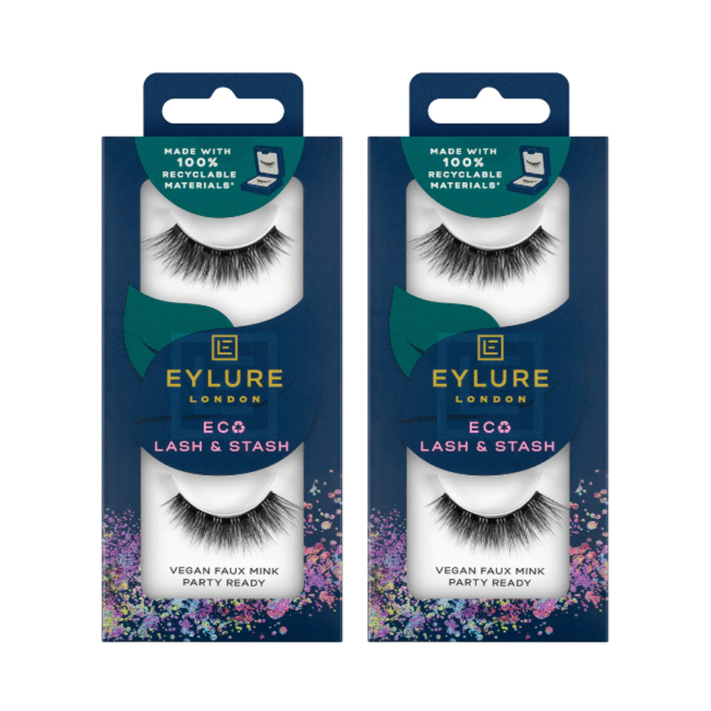 2x Eylure London Lash & Stash Vegan Faux Mink Party Ready - False Lashes