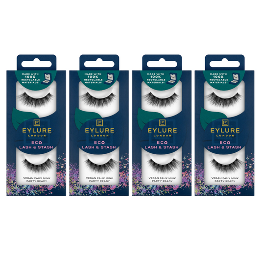 4x Eylure London Lash & Stash Vegan Faux Mink Party Ready - False Lashes