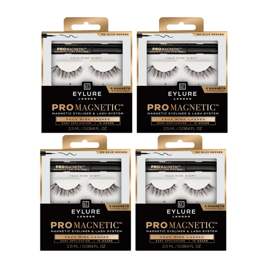 4x Eylure London Pro Magnetic Eyeliner & Lash System False Lashes 2.5mL Faux Mink Wispy