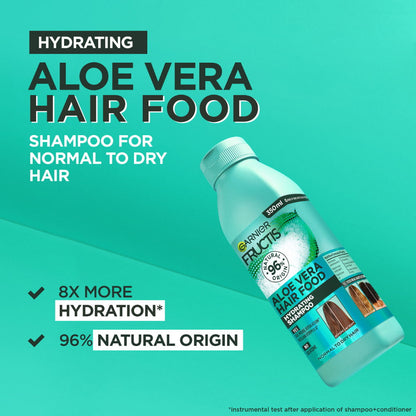 6x Garnier Fructis Hair Food Hydrating Aloe Vera Shampoo For Normal to Dry Hair 350ml