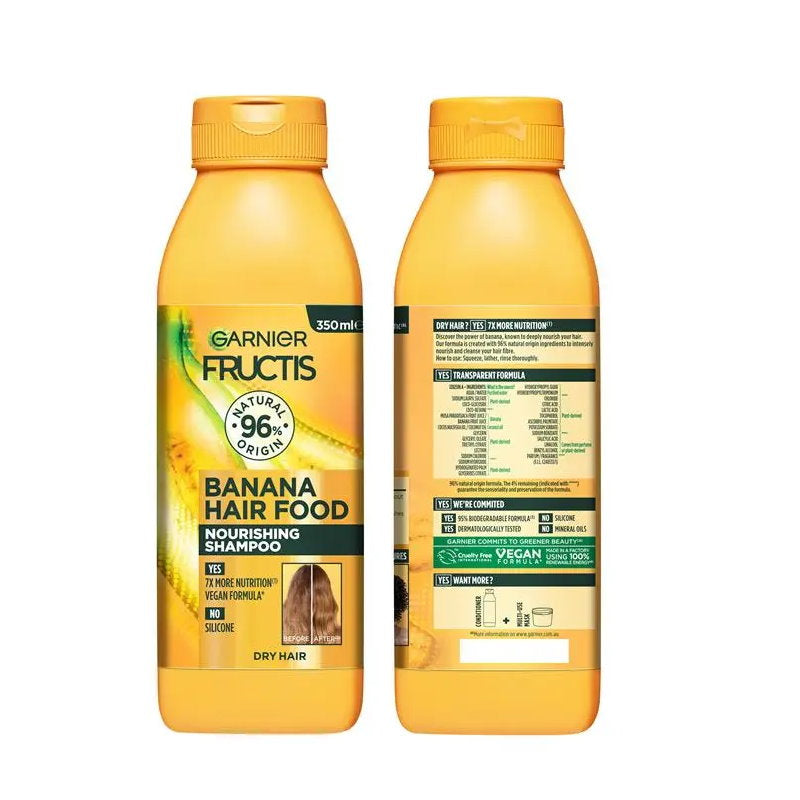 12x Garnier Fructis Hair Food Nourishing Banana Shampoo For Dry Hair 350ml