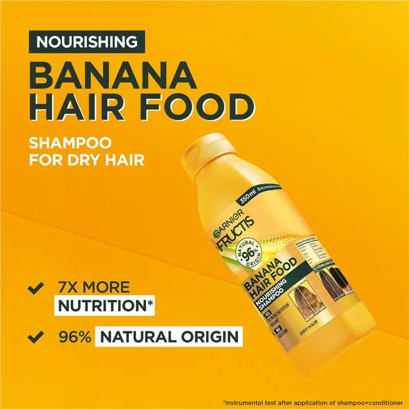 12x Garnier Fructis Hair Food Nourishing Banana Shampoo For Dry Hair 350ml