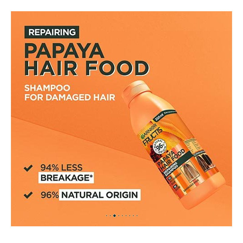 3x Garnier Fructis Hair Food Nourishing Papaya Shampoo For Dry Hair 350ml