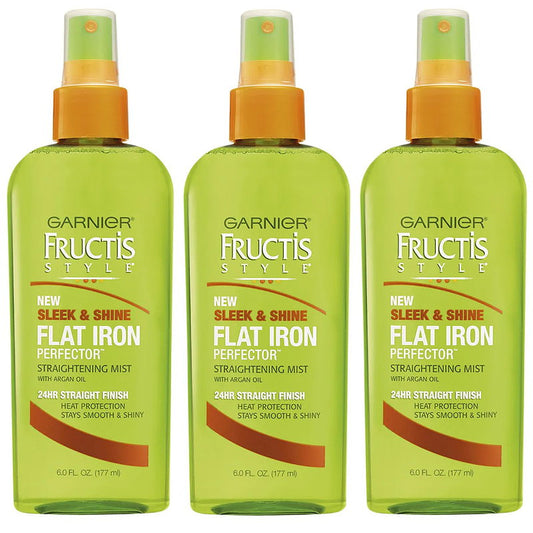 3x Garnier Fructis Style Sleek & Shine Flat Iron Perfector Spray 177ml